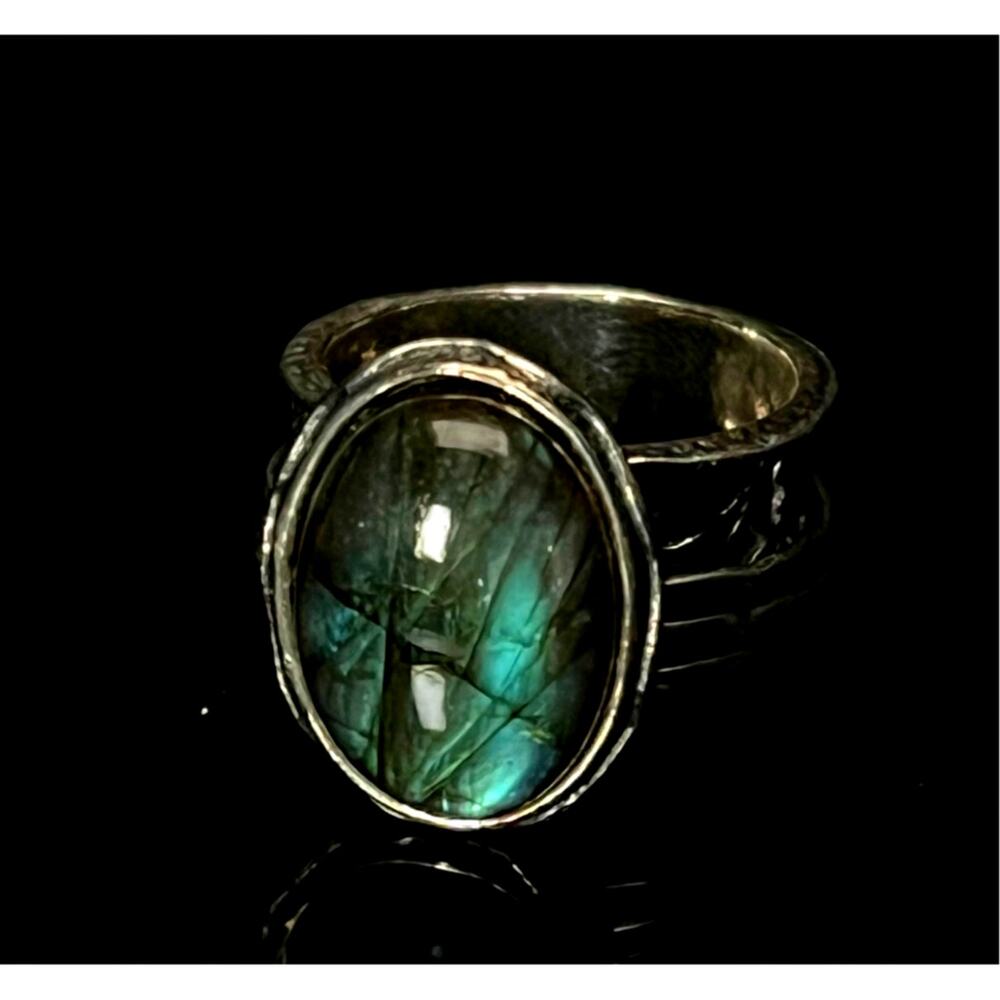 Vintage Unworn Didae Israel Sterling Silver Labradorite  Spinner Ring